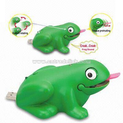 USB Frog with Rotatable Eyes and Protruding Tongue