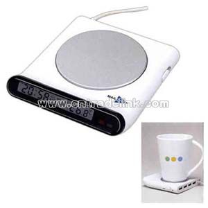 USB HUB with cup warmer and clock
