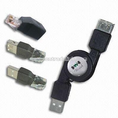 USB Retractable Cable-RJ45 Plug to Jack