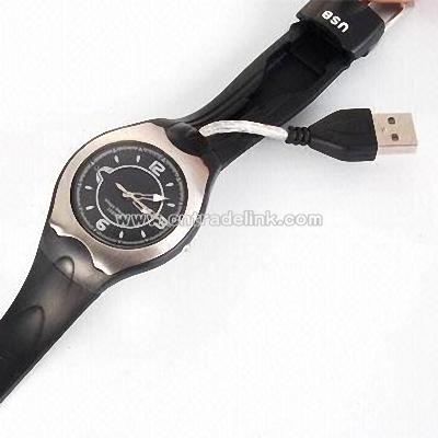 USB Watch Flash Drive with USB 1.1/2.0 Interface and LED Indicator