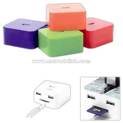 USB cube hub and card reader
