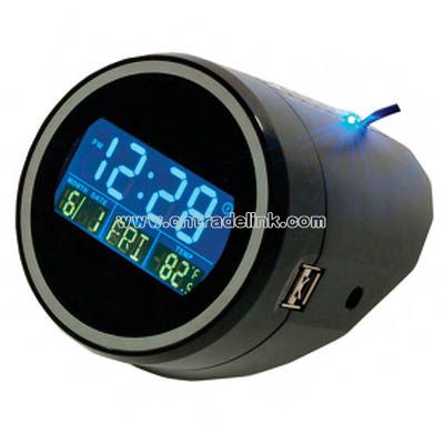 USB hub with round digital clock