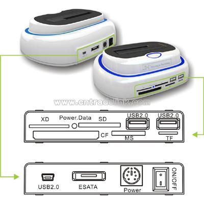 USB2.0 & Esata to SATA HDD Docking Station with USB HUB & All in One Cardreader