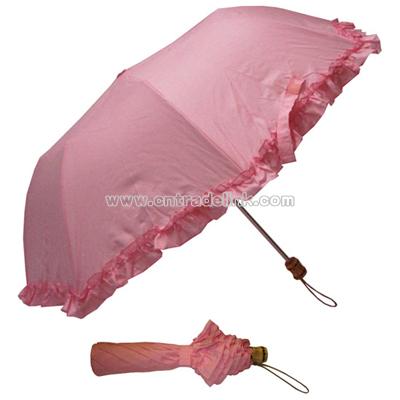 Unique and Novelty Folding Pink Ruffles Umbrella