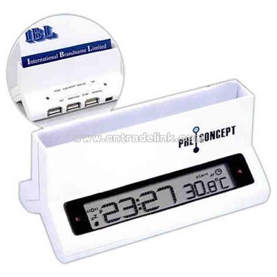Usb Hub with Clock & Card Holder