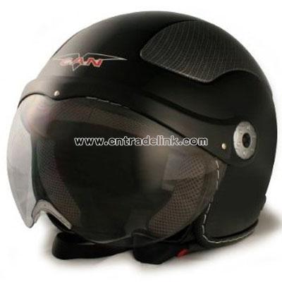 VCAN Milano Flat Black Medium European Styled Scooter Helmet