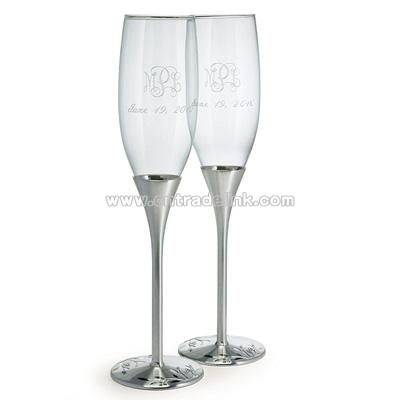 Venice Silver Toasting Flutes