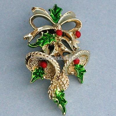 Vintage Christmas BELL pin brooch