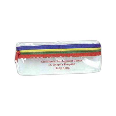 Vinyl Pencil case clear with multicolor trim