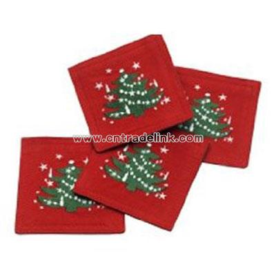Waechtersbach Christmas Tree Embroidered Coasters Set