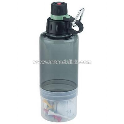 Water bottle comes with a carabiner clip and storage compartment