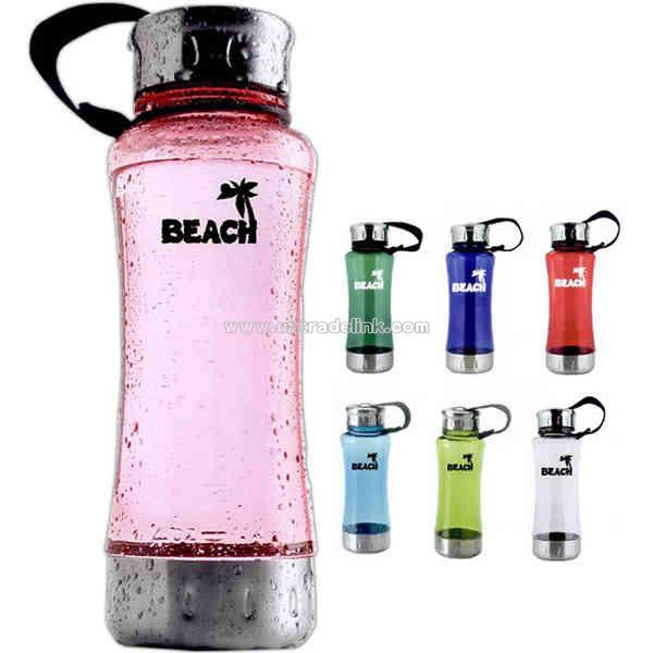 Water bottle with stainless steel cap and bottom