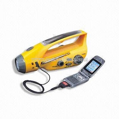 Water-resistant Crank Dynamo Radio Light with Mobile Phone Charger