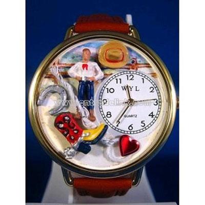 Whimsical Watches Cowboy Gold Watch