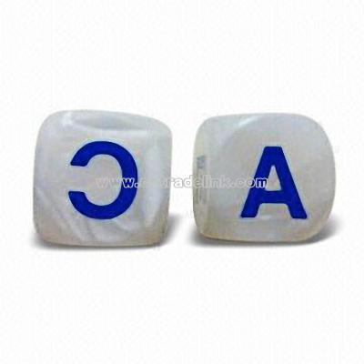 White Pearl D6 Dice with Different Words Printed