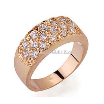 Whoelsale Jewelry 3mm White CZ Gold Plated Copper Ring