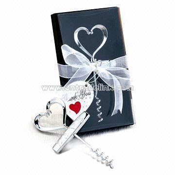 Wine Corkscrew with Heart Shaped Head for Wedding Gift Purposes