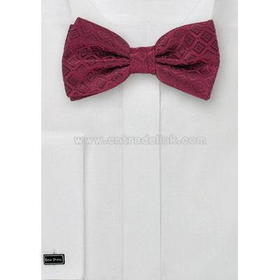 Wine Red Bow Ties With Matching Pocket Square