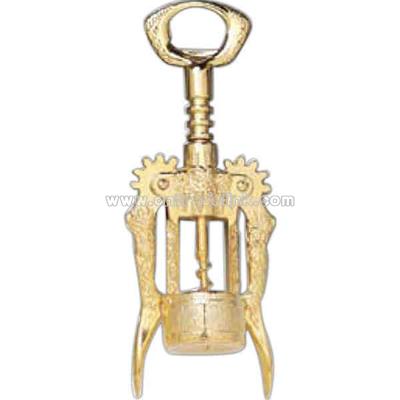 Wing corkscrew with auger worm and gold plated grape design