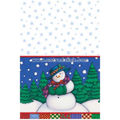 Winter Snowman Themed Plastic Tablecover