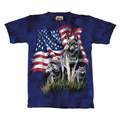 Wolf Flag T-shirt 100% Cotton ADULTS Short Sleeve Shirt