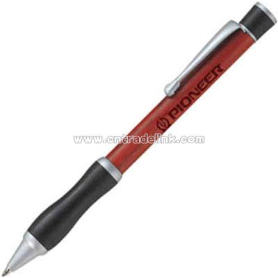 Wood ball point pen with rubber grip