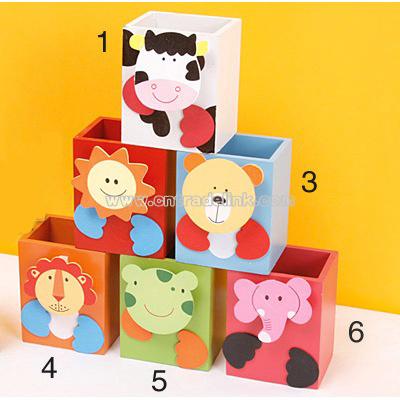 Wooden Cartoon Pen Holders