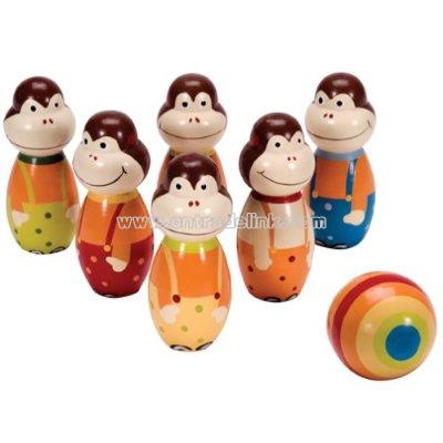 Wooden Mini Monkey Bowling
