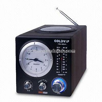 Wooden Radio with Clock and AC/DC Input