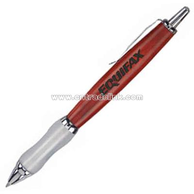 Wooden pen with soft rubber grip