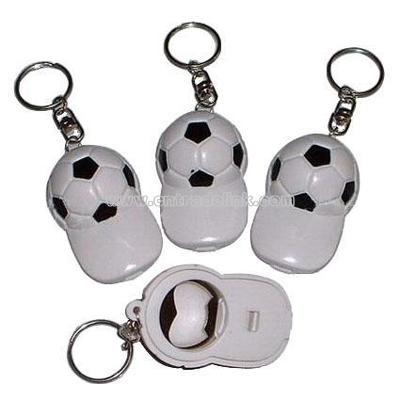 World Cup Soccer cap opener keychain with whistle