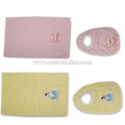 Yellow Embroidered Baby Towel Set