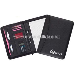 ZIPPED LEATHER CONFERENCE FOLDERS