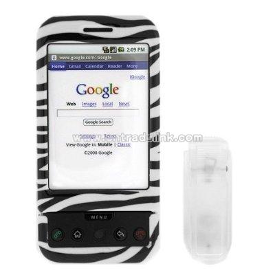 Zebra Skin Black and White Stripes Snap-On Hard Crystal Cover Case with Clip for T-Mobile HTC G1 Google Phone Dream Smartphone