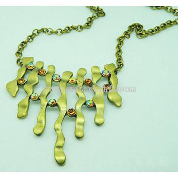 Zinc Alloy Crsytal Charm Necklace