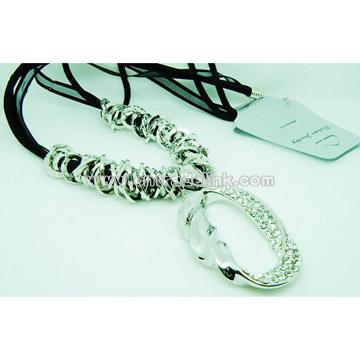Zinc Alloy Crsytal Charm Necklace
