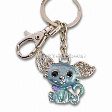 Zinc Alloy Keychain with Rhinestone Material