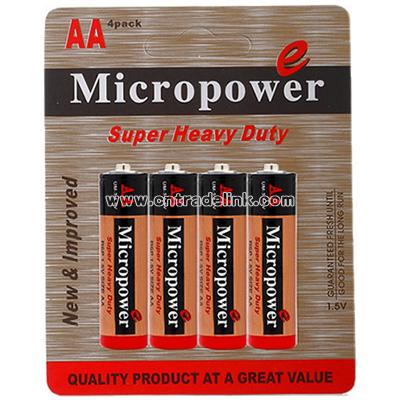 Zinc Carbon Battery AA/R6P with Blister Card Packing