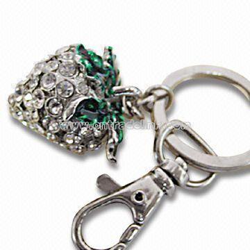 Zinc-alloy Keyring with Rhinestone Material