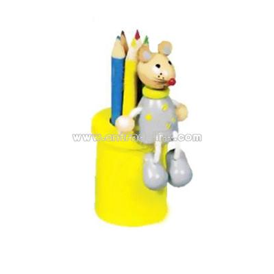 cartoon wooden pencil vase