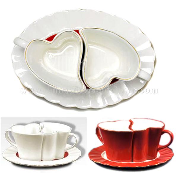 coffee White Lover Mugs Tray Set