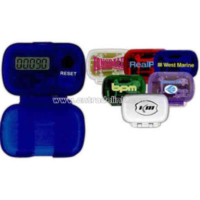 compact plastic pedometer that calculates each step taken