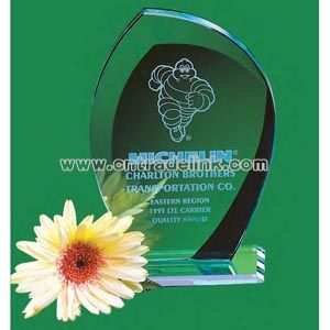 crystal leaf shaped award