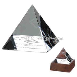 crystal pyramid shaped award