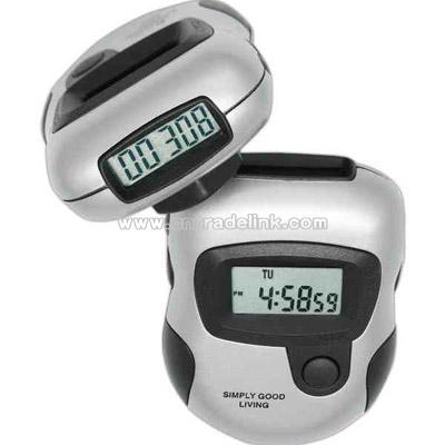digital pedometer with twin LCD readout and stopwatch
