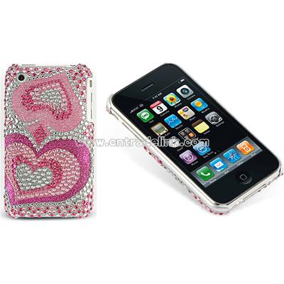 iPhone 3G 3GS Rhinestone Pink Heart Rear Case