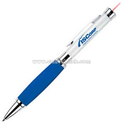 laser pointer ballpoint pen with colored soft silicon grip