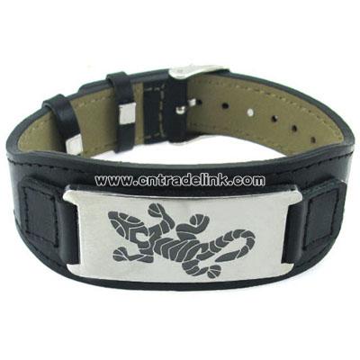 leather and stainless steel bracelet