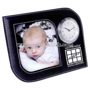 leather clock with photo frame