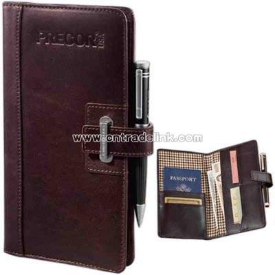 leather passport wallet with hidden pen loop
